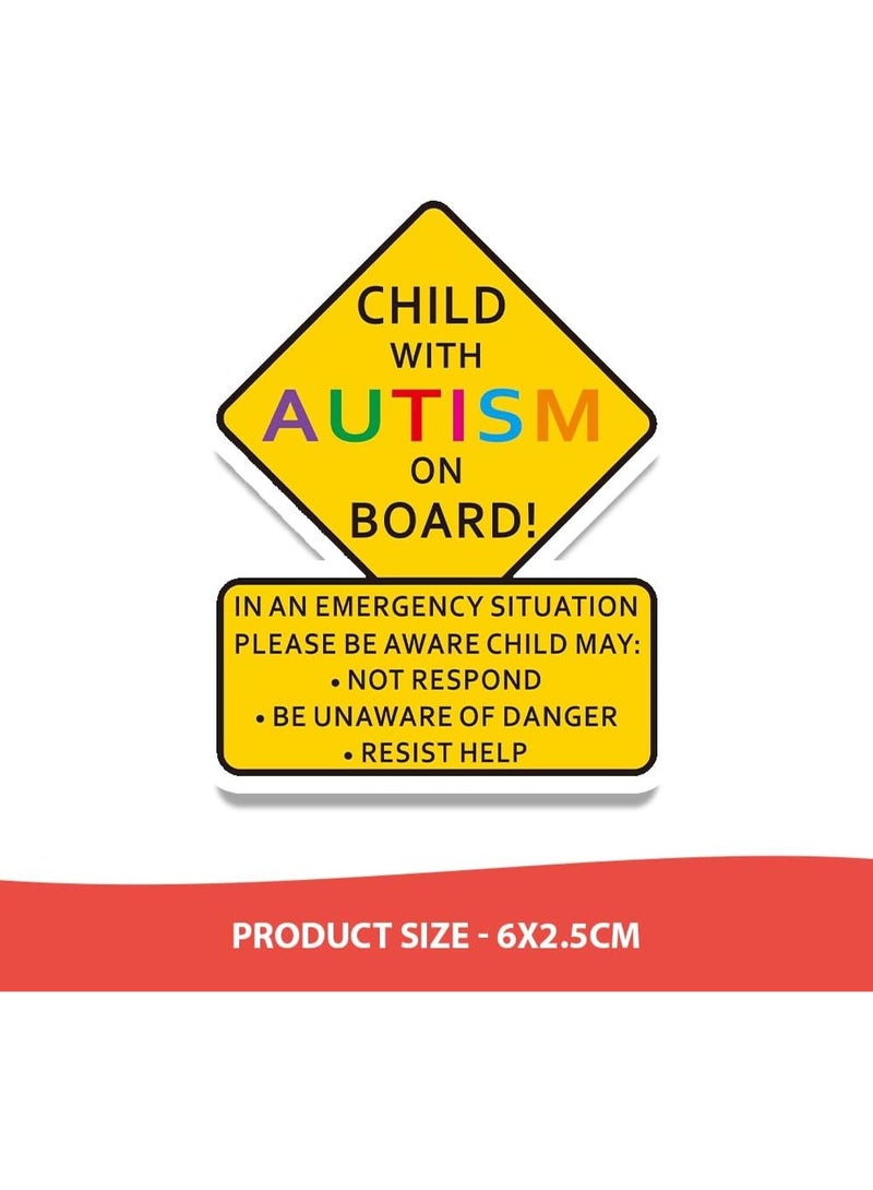 abley's Child with Autism on Board Car Safety Sticker, Yellow Diamond Warning Sign with Emergency Instructions, Reflective Vehicle Decal - Image 4